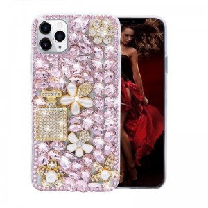 For iPhone 12 Pro Max Case, for iPhone 11 XS Max XR XS X 8 7 6 Plus Premium Girl Style Perfume Bottle Diamond Luxury Phone Case