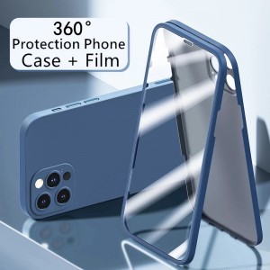 Newest 360 full phone case with screen protector integrated screen cover glass film for iPhone 12 pro max