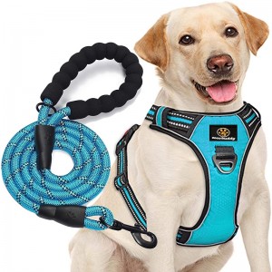 Custom Dog Vest Reflective Nylon Large Buckle Reversible Dog Harness With Leash