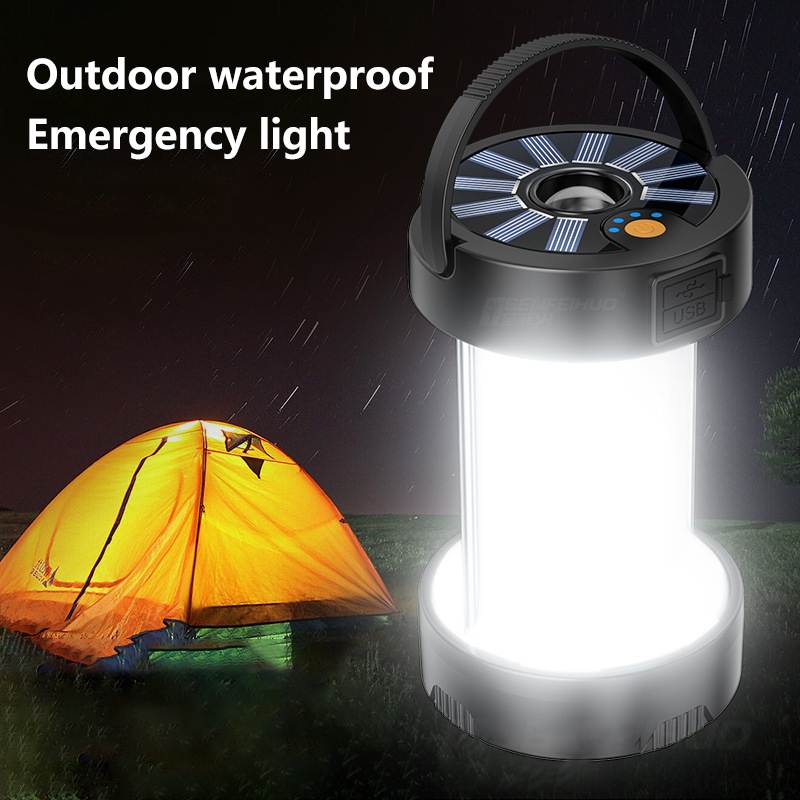 Outdoor LED Camping Emergency Lights Solar Rechargeable Lamp Waterproof Lantern